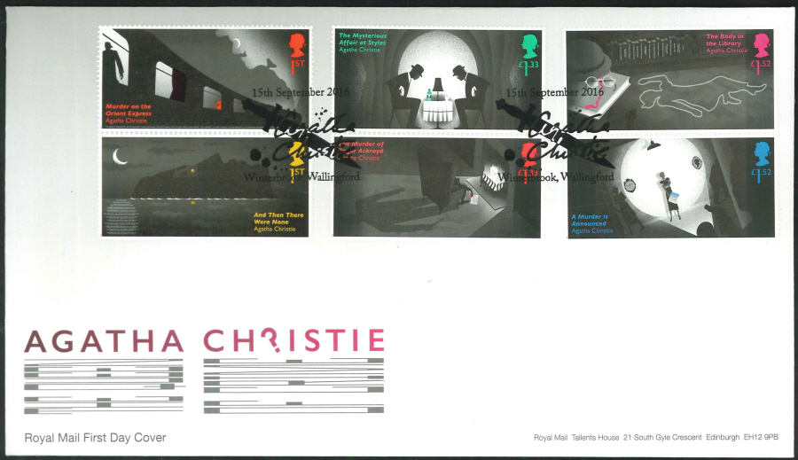2016 - Agatha Christie, First Day Cover, 'Dagger' Winterbrook, Wallingford Postmark